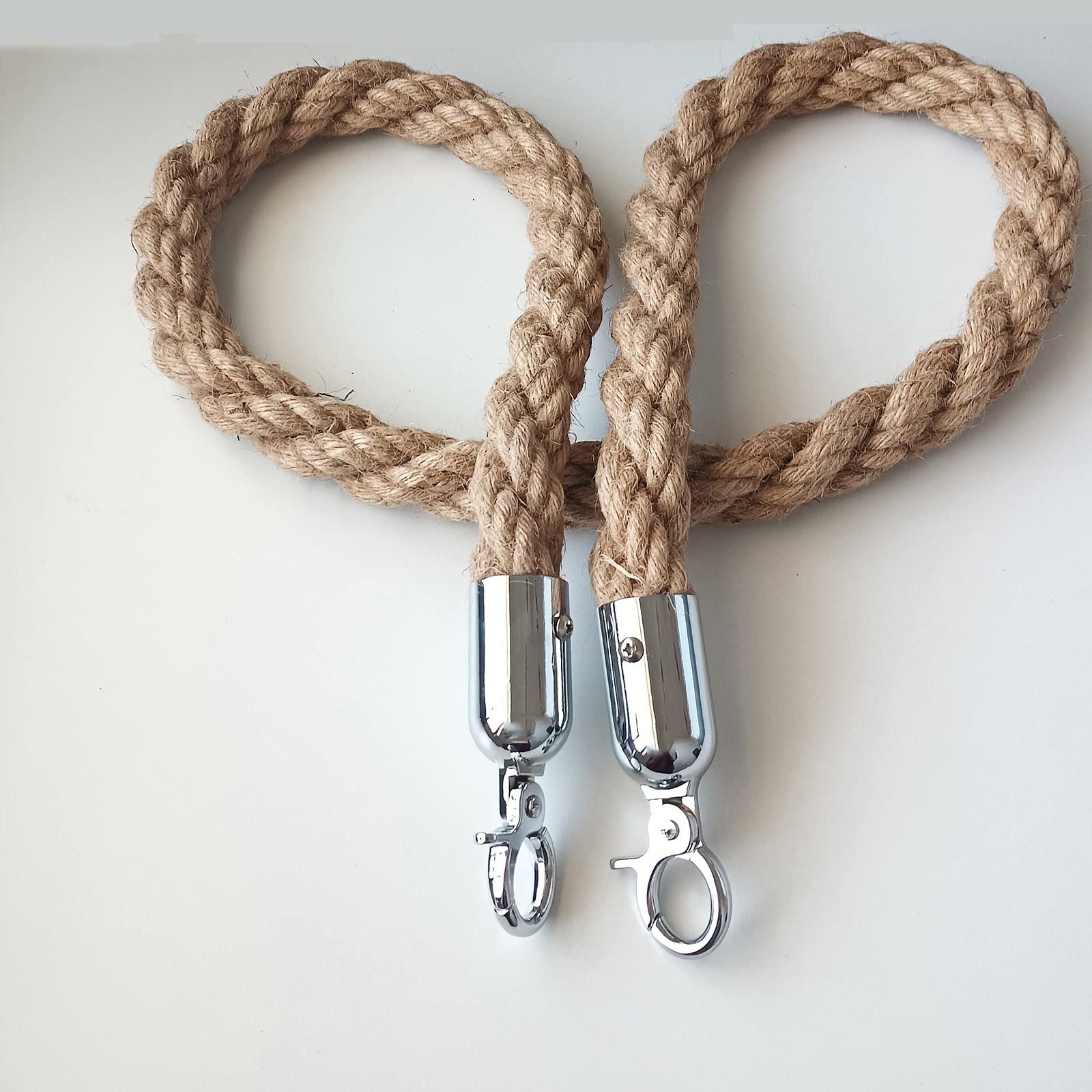 Cordes De Barrière De File D'attente, Corde De Poteau En Chanvre Poly Avec Crochet Doré, Lot De 4 Cordes De Tapis Tressées For Le Contrôle Des Foules, Barrière Décorative En Corde Torsadée