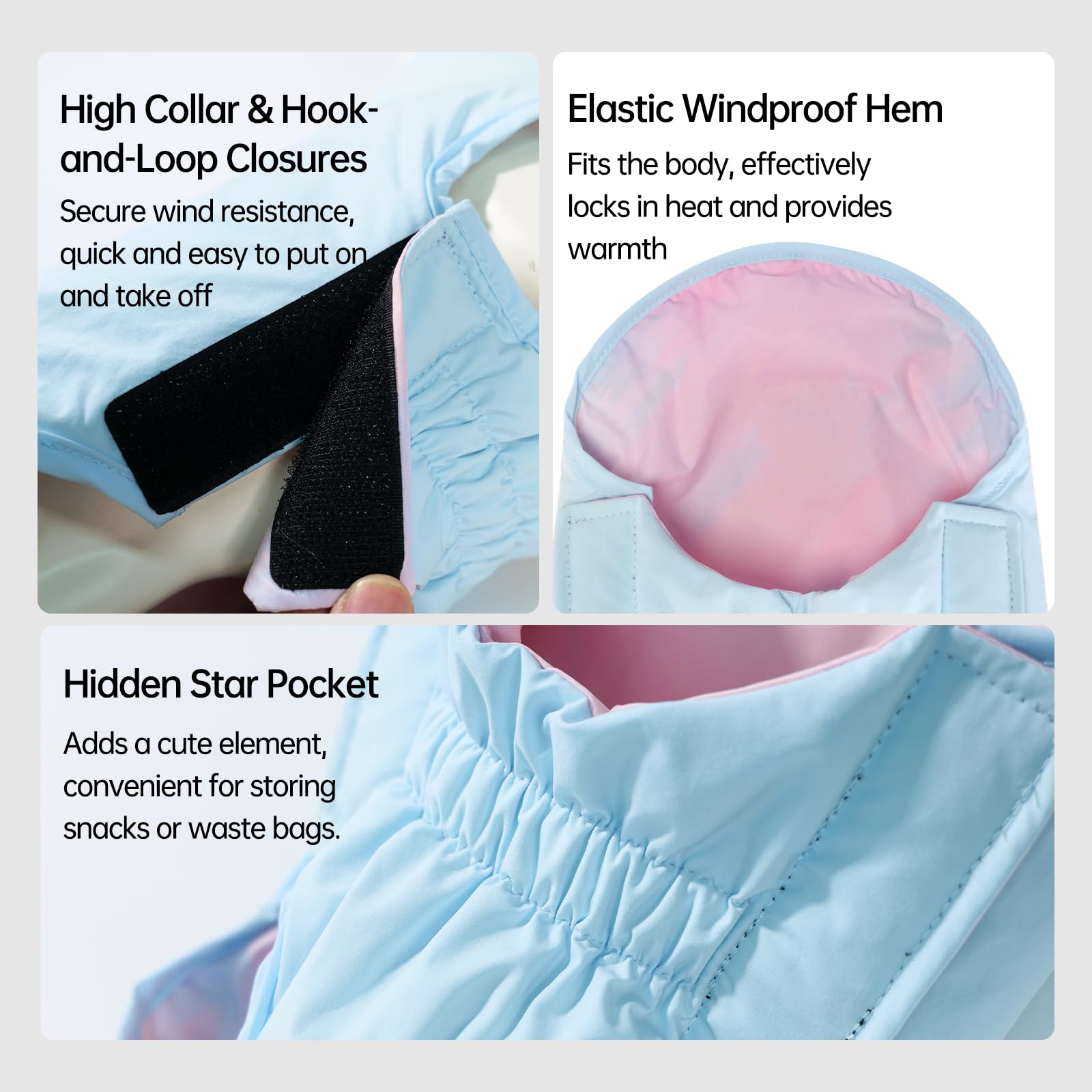 Touchdog Cappotto invernale per cani, reversibile, imbottitura al 90% piumino, leggero, caldo, per cani di taglia piccola e media, impermeabile, antivento, protezione dal freddo (blu, L)