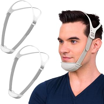 2 Packs Chin Strap for Sleeping, Anti Snore Chin Strap with Upgraded Supportive Technology, Effective Snore Solution with Adjustable & Breathable Material, Chin Strap for CPAP Users to Reduce Air Loss