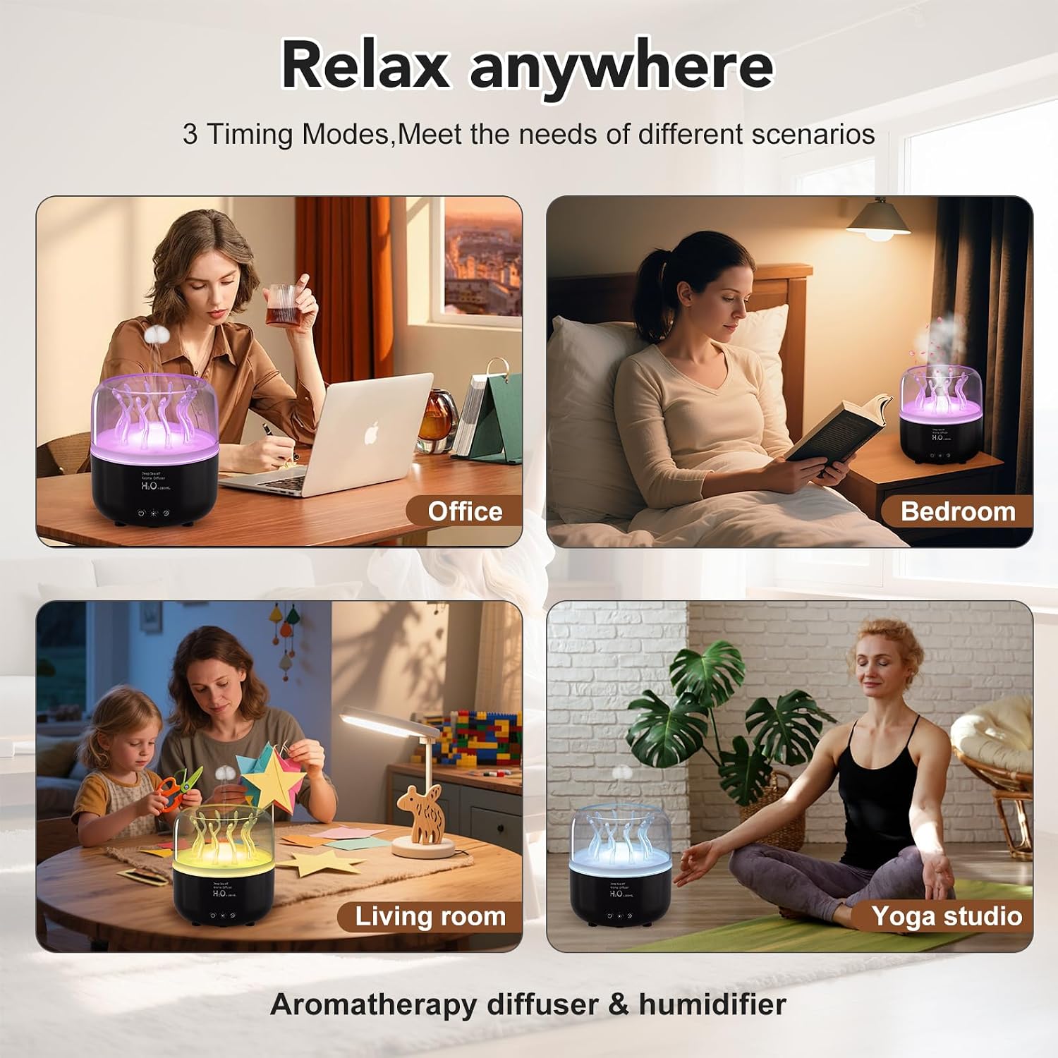 Jellyfish Humidifier Diffuser, 280ml Essential Oil Diffuser with Remote, 7 Color Lights, Quiet Ultrasonic Cool Mist Humidifier for Home, Office, Nursery, Auto-Off (Black) image 4