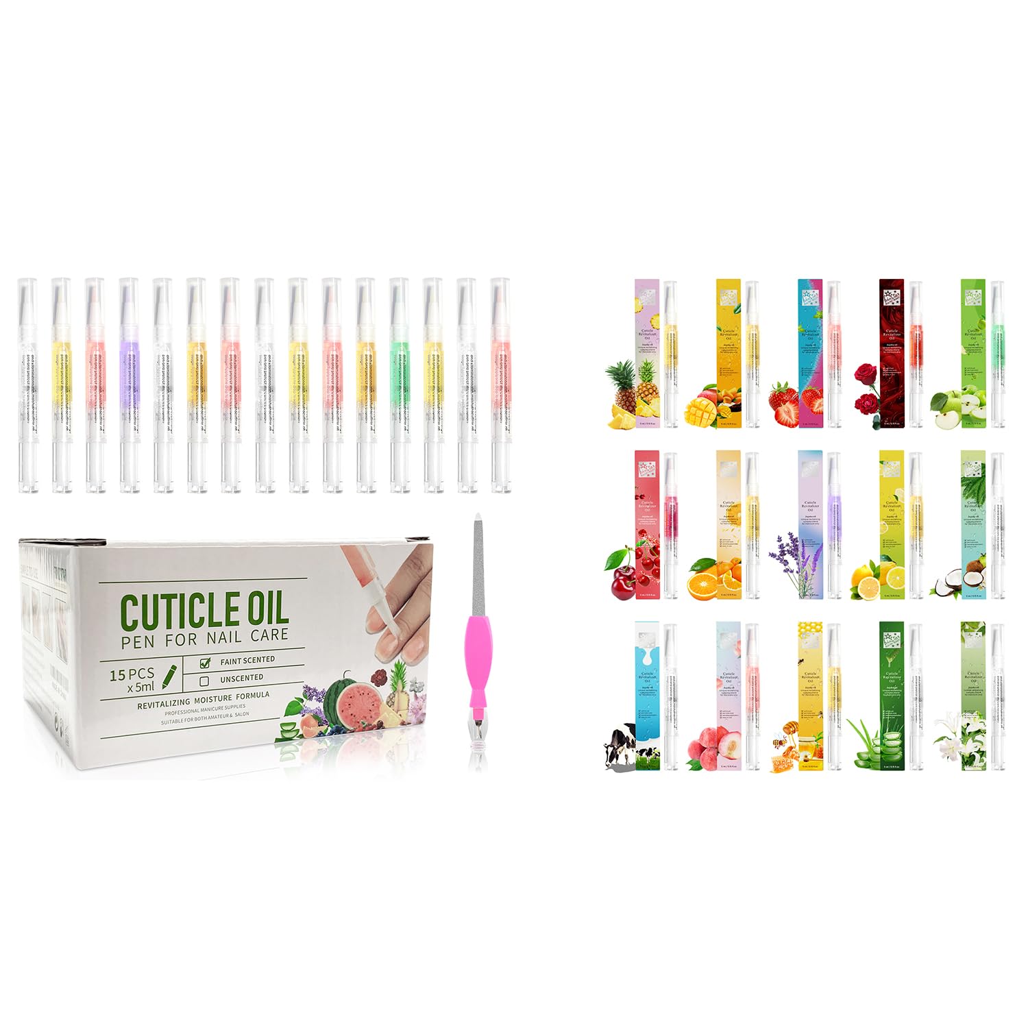 15Pcs Cuticle Oil for Nail Care Cuticle Oil Pens Soft Brush with Nail File