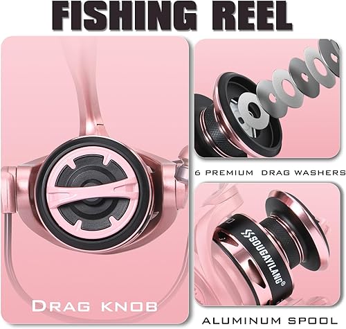 Miniatura 5 de Sougayilang Combo de caña de pescar telescópica y carrete, caña de pescar plegable de viaje y carrete de pesca giratorio, regalos de pesca para