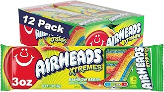 Mentos Xtremes Sweetly Sour Candy Belts, Halloween Bulk Box, Rainbow Berry, Party, Non Melting, 3 Ounce (Bulk Pack of 12)