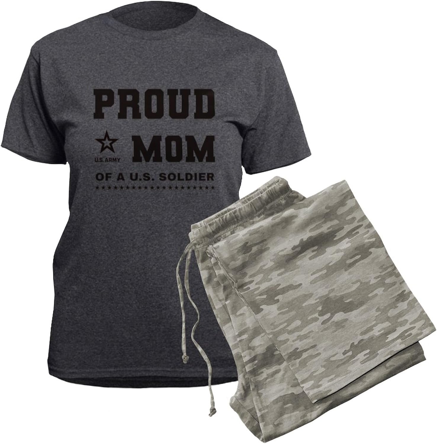 CafePress Proud Mom of A Soldier Black Women's Charcoal Novelty Pajama Set