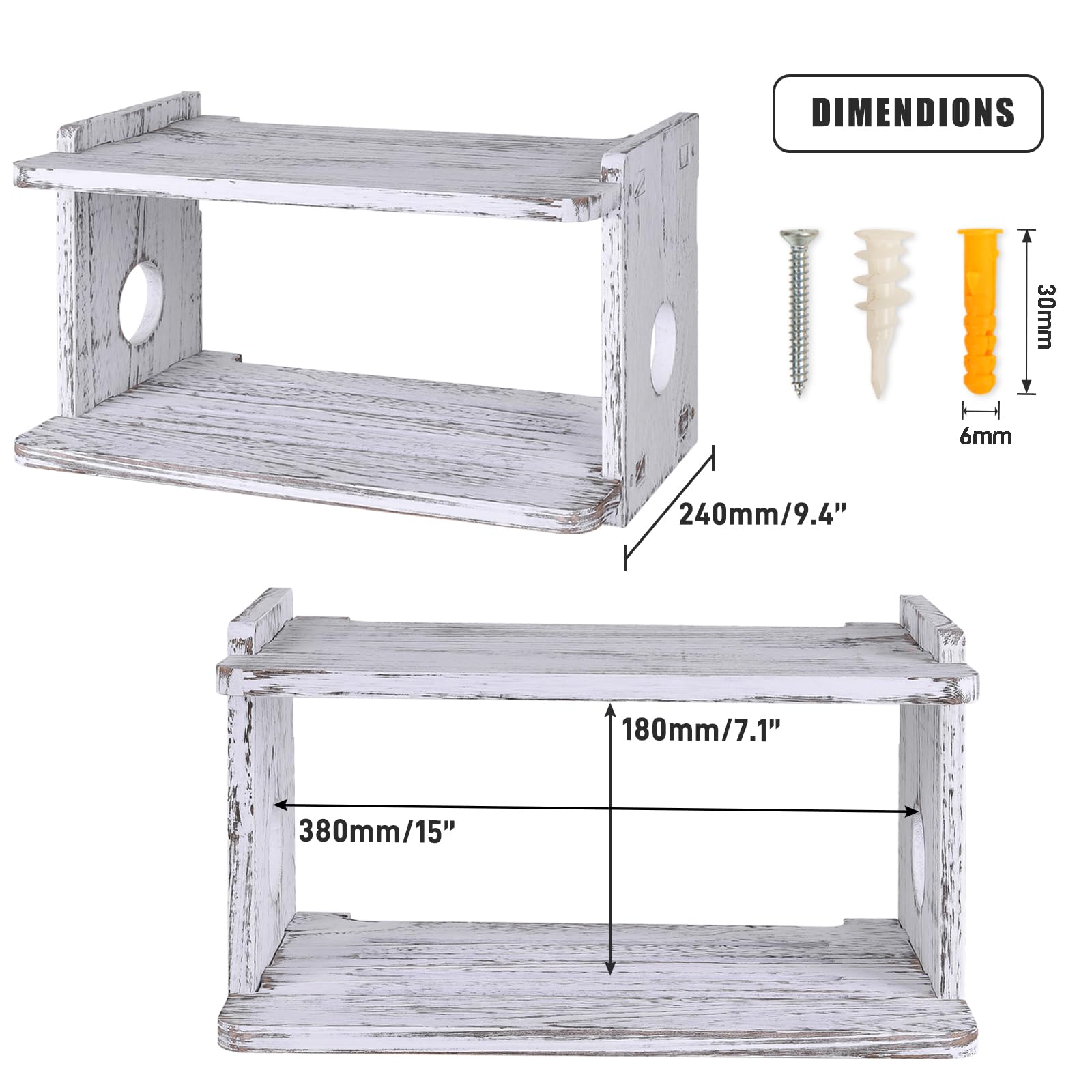 Estante flotante de madera para proyector, estante de enrutador, soporte de pared, soporte de TV, router WiFi, caja de almacenamiento, cubierta de caja de cable de módem, estante de TV para