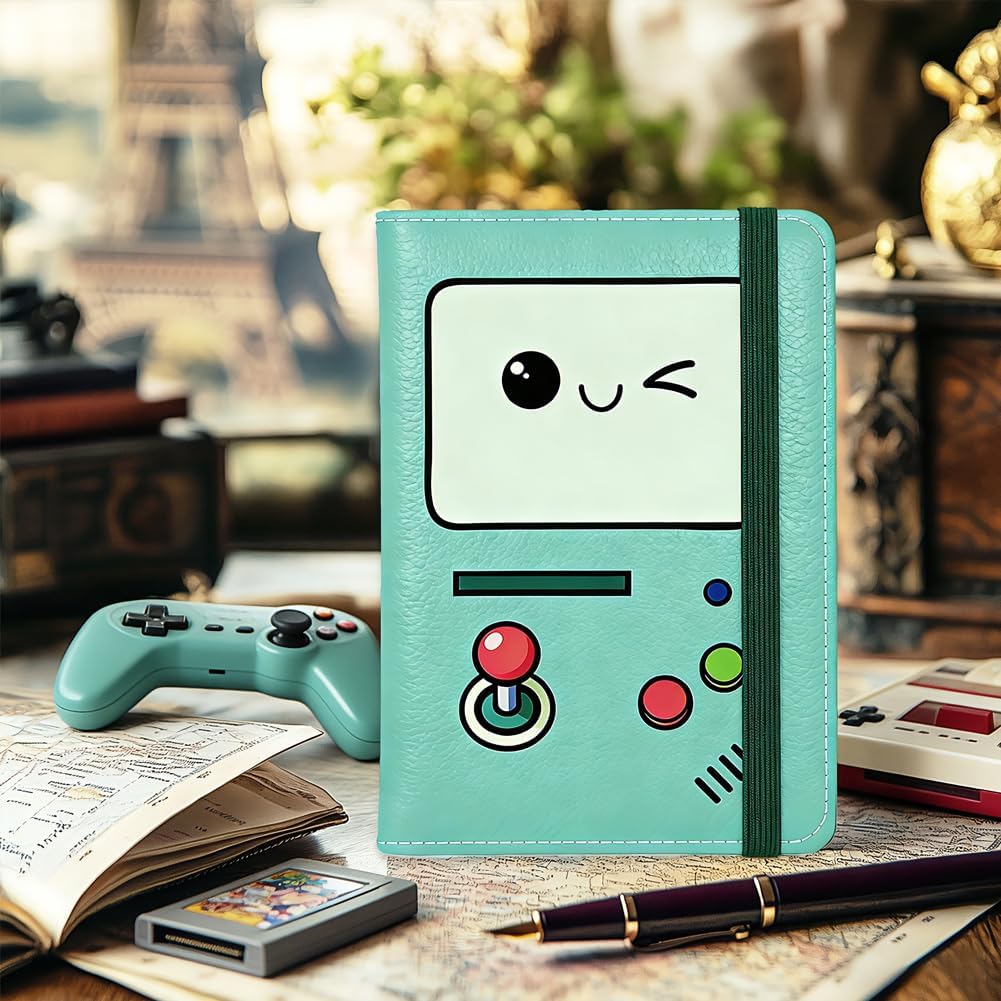 Retro Gamer Passport Holder Leather Travel Document Organiser Passport Cover Wallet Case with Credit Card Slots for Men Women Essential Travel Accessory Business Holiday