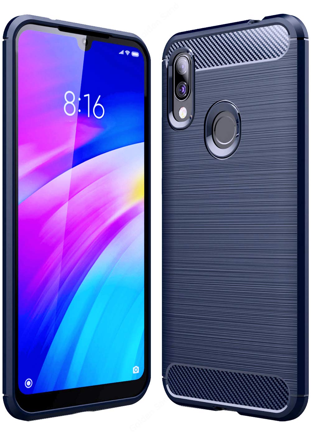 Golden Sand Armor Case for Xiaomi Redmi 7 / Redmi Y3 Back Cover Carbon Fibre Shockproof TPU - Ultimate Protection from Drops in Slim Profile, Blue (B07RRP5WWP) Amazon Price History, Amazon Price Tracker