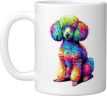 Colorful Pop Art Toy Poodle Dog Toy Poodles Ceramic Mug, White
