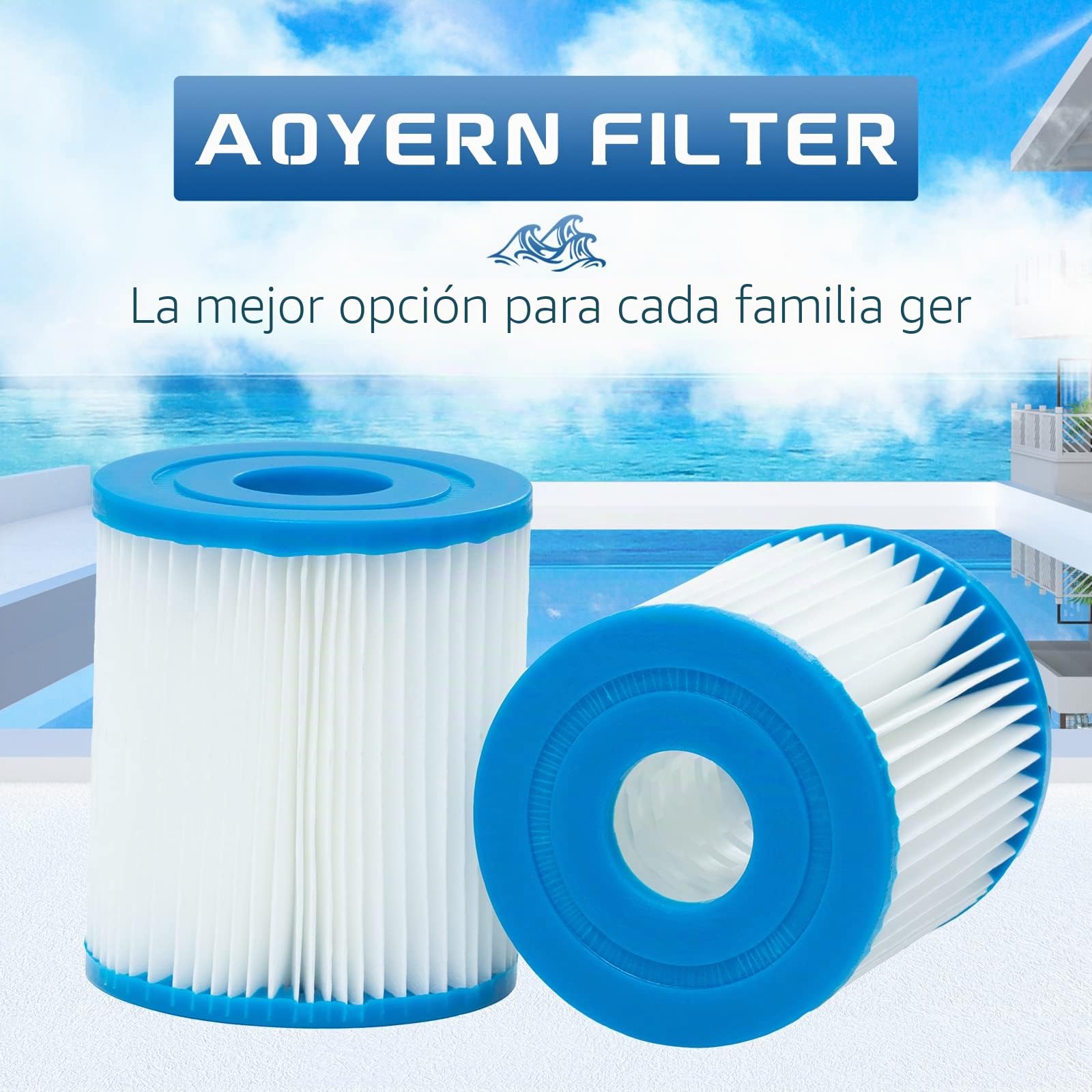 Filtro Piscina, Filtro Tipo 1, Compatible con 58381 (8 Pzas) | Cartucho de Filtro Tipo 1 para Sistemas de Filtración de Arena Filtro Piscina