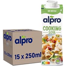 Alpro Cooking Soya Vegan Cooking Cream from Soya with Neutral Flavor for Hot and Cold Dishes - 15 x 250 ml