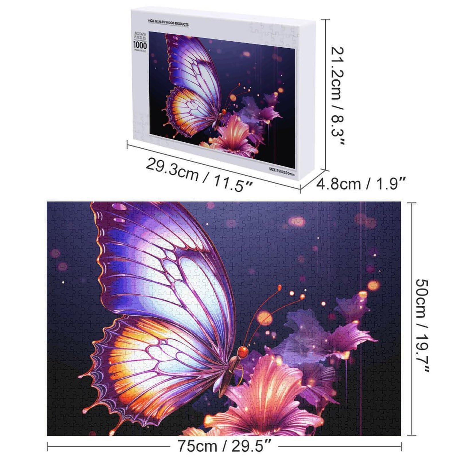 1000 Piece Wooden Puzzle - Lilac & Purple Butterflies Challenging Jigsaw For Adults