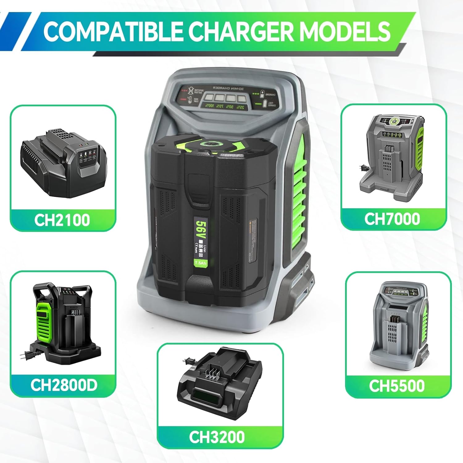 56V 7.5ah Battery Replacement for EGO Power+ BA4200T with Upgraded Fuel Gauge，Compatible with All Power 56V EGO Power+ Tools