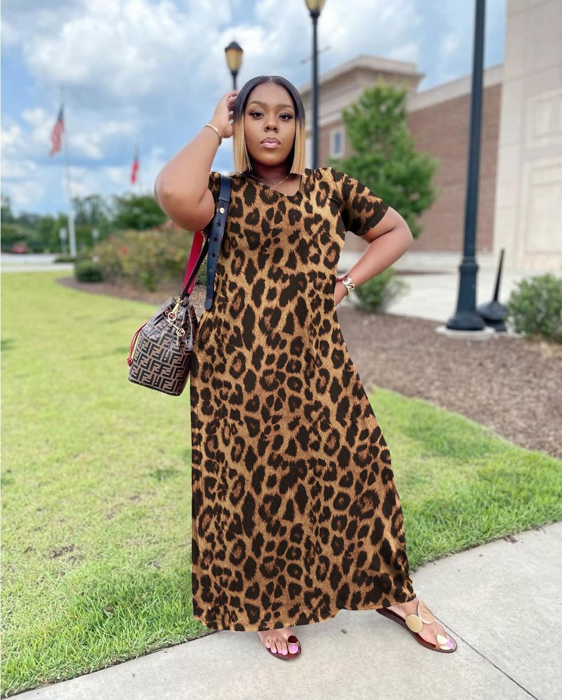 Women's Casual Maxi Dresses Summer Short Sleeve Loose Beach Dress Sundress - Image 4