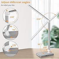 Vista 6 de Dott Arts Lámpara de escritorio LED con puertos USB, lámparas de escritorio táctiles para oficina en casa con 5 modos de color, 3 luces