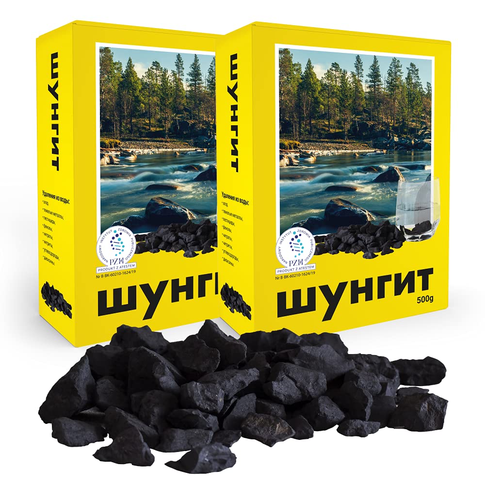 Wessper Pietre di Shungite per la Purificazione dell'Acqua, 1000g di Frammenti di Shungite Grezza Nera Opaca per la Pulizia dell'Acqua