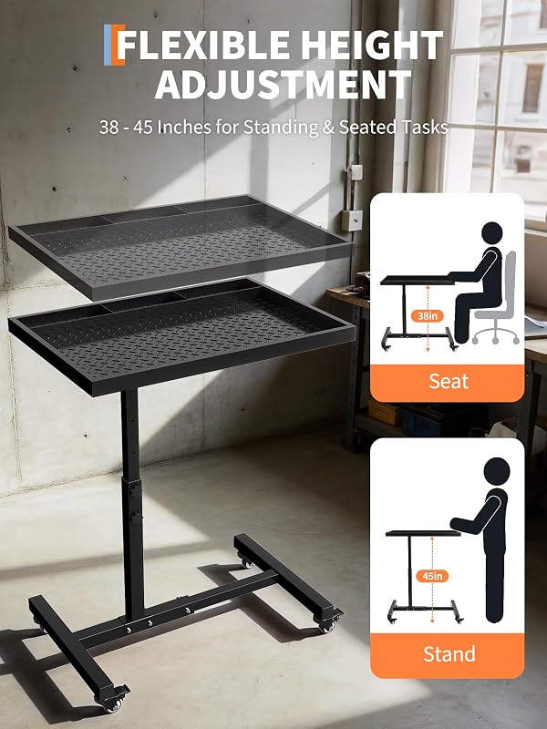 Rolling Tool Tray, 220LBS Capacity Mechanic Works Table by IDEALHOUSE - Used condition - Image 5