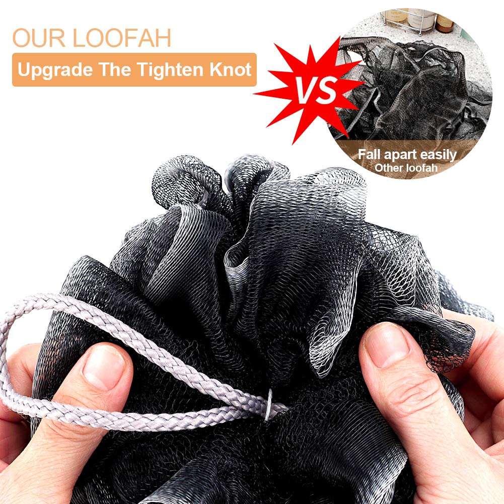 Esponja de baño de loofah, Novosun suave juego de esponja de ducha extra grande para hombres y mujeres, exfoliante, limpia, calma la piel, paquete de 4, XL 75 g