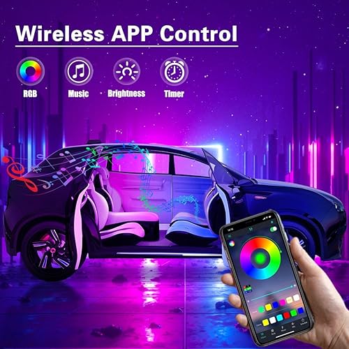 Miniatura 4 de Tira de luces LED acrílicas para interior de automóvil, 6 en 1, kit de iluminación ambiental Dreamcolor con aplicación inalámbrica, alambre EL, tira
