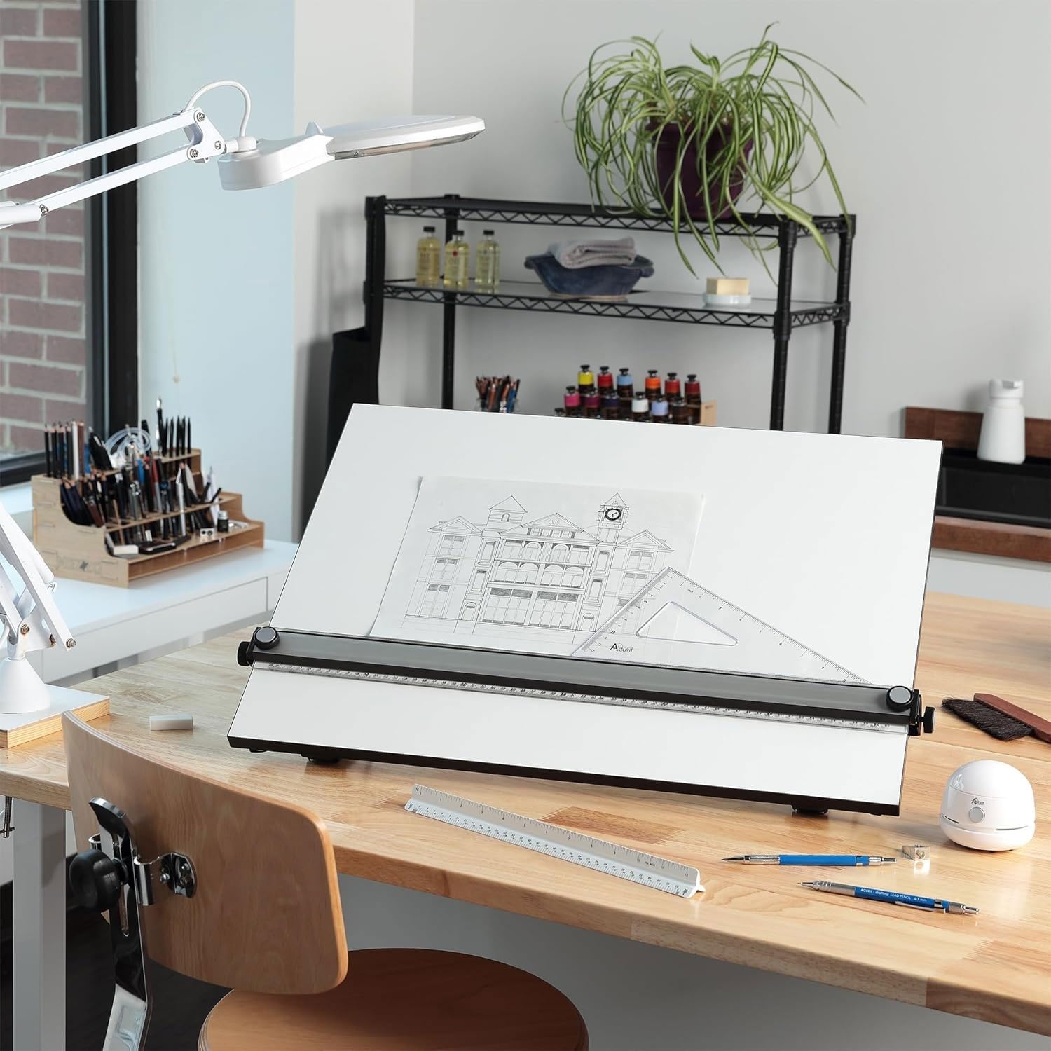 Tavola da disegno portatile da tavolo con barra parallela e righello, strumenti professionali per disegno multi-angolo A2 per architetti, artisti, ingegneri, designer