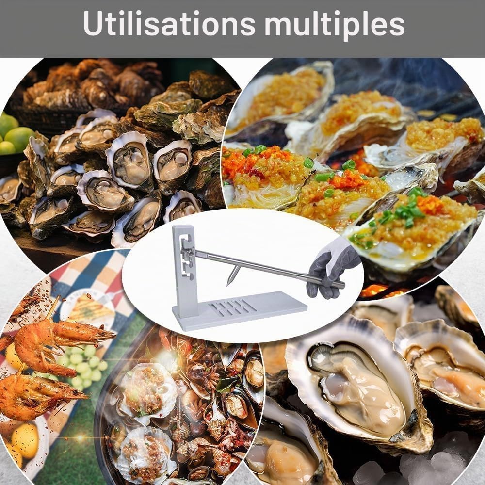 Oyster Shucker en Acier Inoxydable,Kit d'Ouverture d'huîtres Comercial,pour Les Ménages de Restaurant et Les Barbecues,Argenté