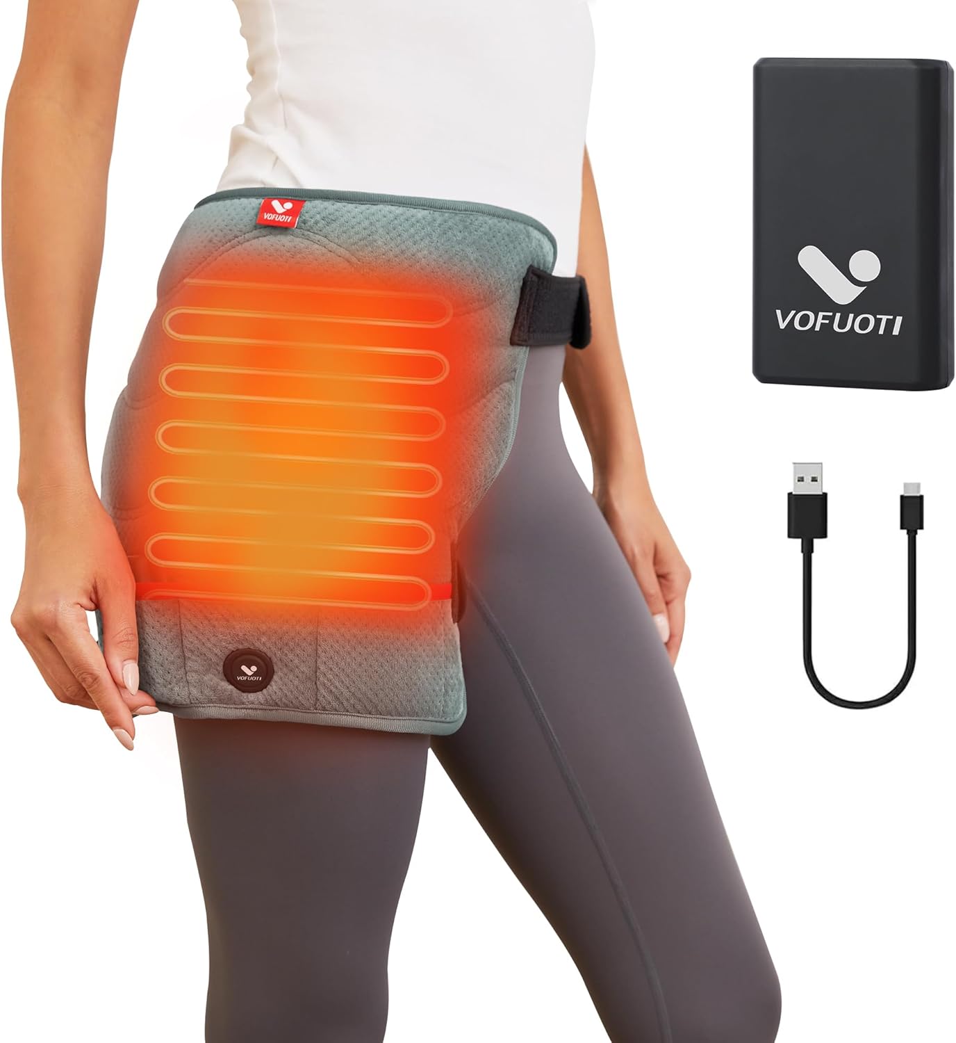 Hip Heating Pad,Portable Cordless Heated Hip Brace Support with 10000mAh Battery and 3 Heat Settings,Heat Pads for Hip,Leg and Thigh,Gift for Women Men