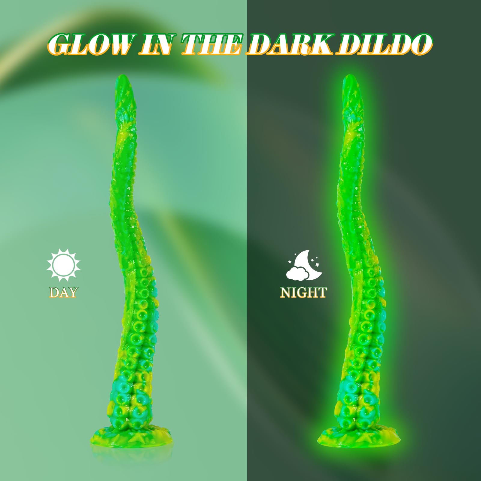 Long Tentacle Dildo Anal Toys: 18" Luminous Monster Dragon Dildo with Suction Cup, Liquid Silicone Long Butt Plug Anal Dildo for Anal Training, Fantasy Anal Stretcher for Advancer: Medium--18 IN