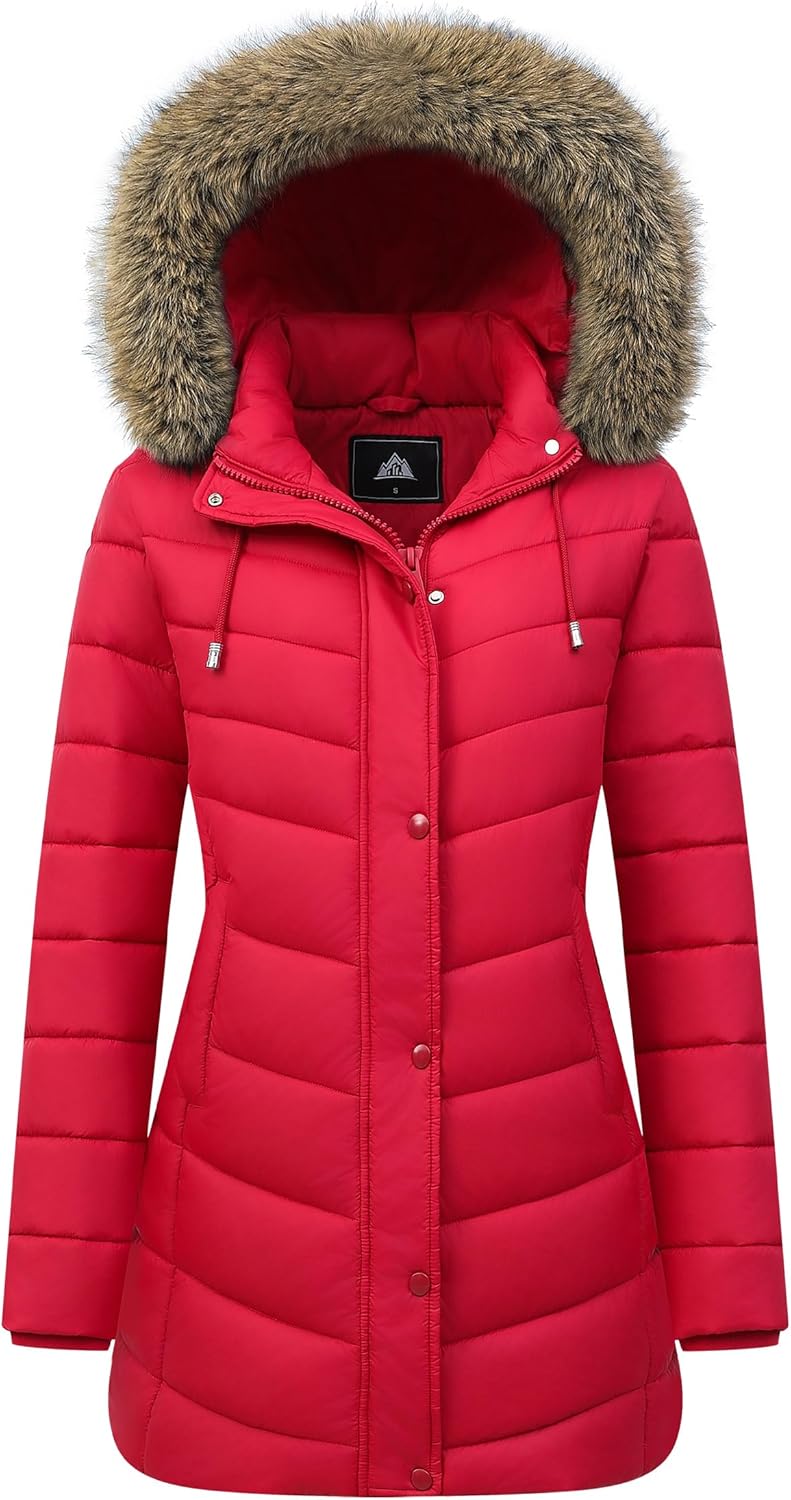 Women's Long Winter Puffer Coat Warm Thicken Fleece Lined Down Jacket Waterproof De...
