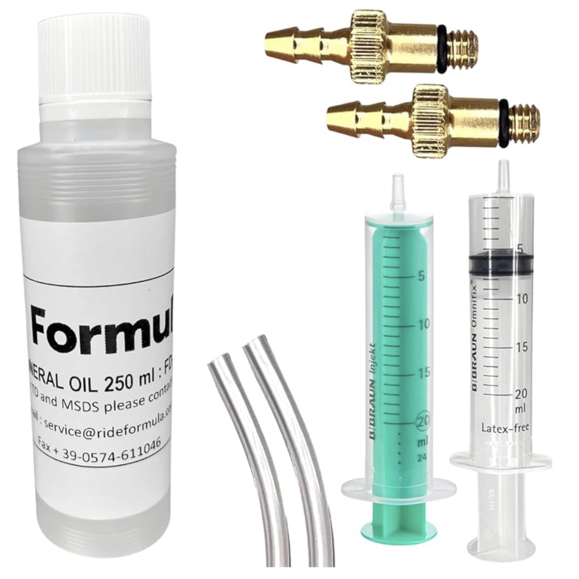 F26 Formula Entlüftungskit für Scheibenbremsen, 250 ml, Transparent | Mit Mineralöl, kompatibel mit Formula Cura, Cura E und Cura 4 Hydraulikbremsen für MTB und Road-Bikes