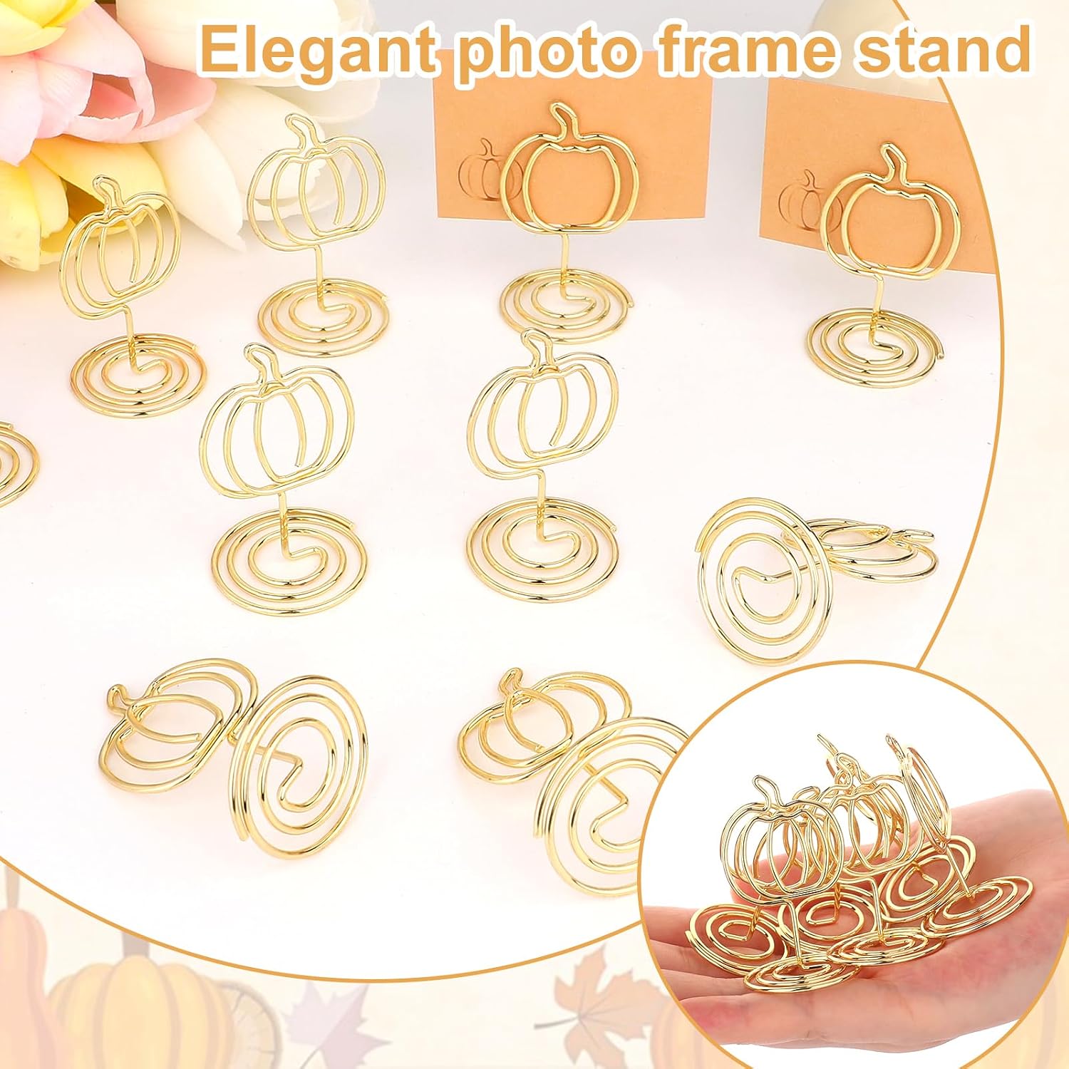 32 Sets Thanksgiving Place Card Holders Pumpkin Photo Card