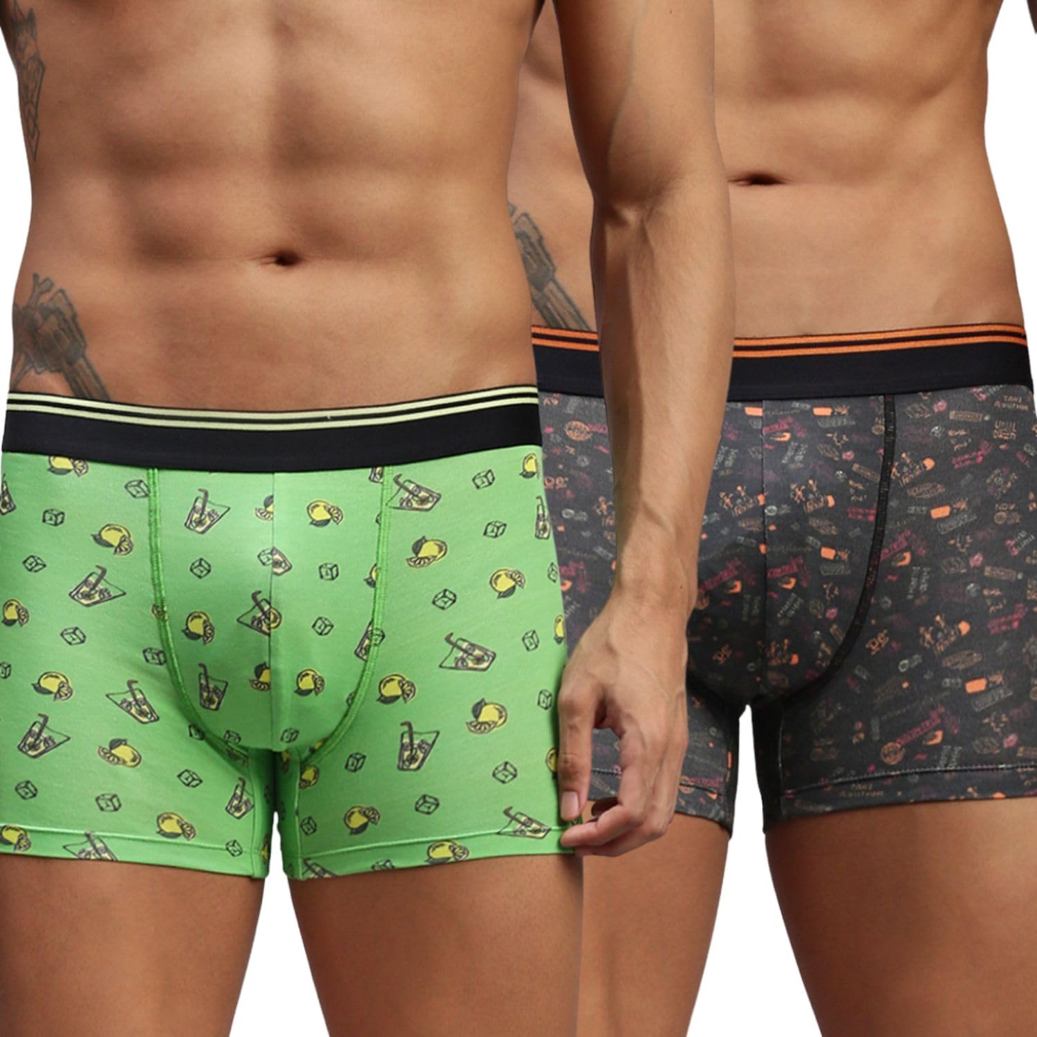 hayu 2PC Pack of Lime 'N' SODA & Graphic Black Men Modal Printed Trunks-picture-10