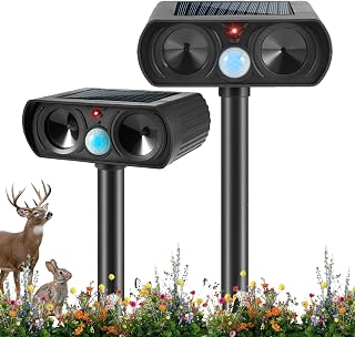 2026 Sonic Fortress Pro Deer Repellent Devices Solar Ultrasonic Animal Repellent with Motion Sensor,Squirrel Fortress Pro Raccoon Repellent to Scare Cat Skunk Rabbit Out of Yard Garden Plants 2Pack