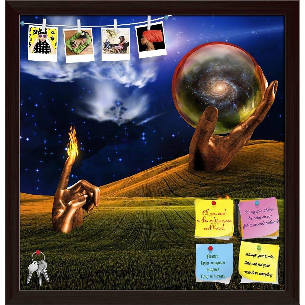 ArtzFolio Landscape With Fire Temple & Faces In Clouds Bulletin Board Notice Pin Board | Vision Soft Board Combo with Thumb Push Pins | Dark Brown Frame 12 x 12.4 inch (30 x 31 cms)-image-44