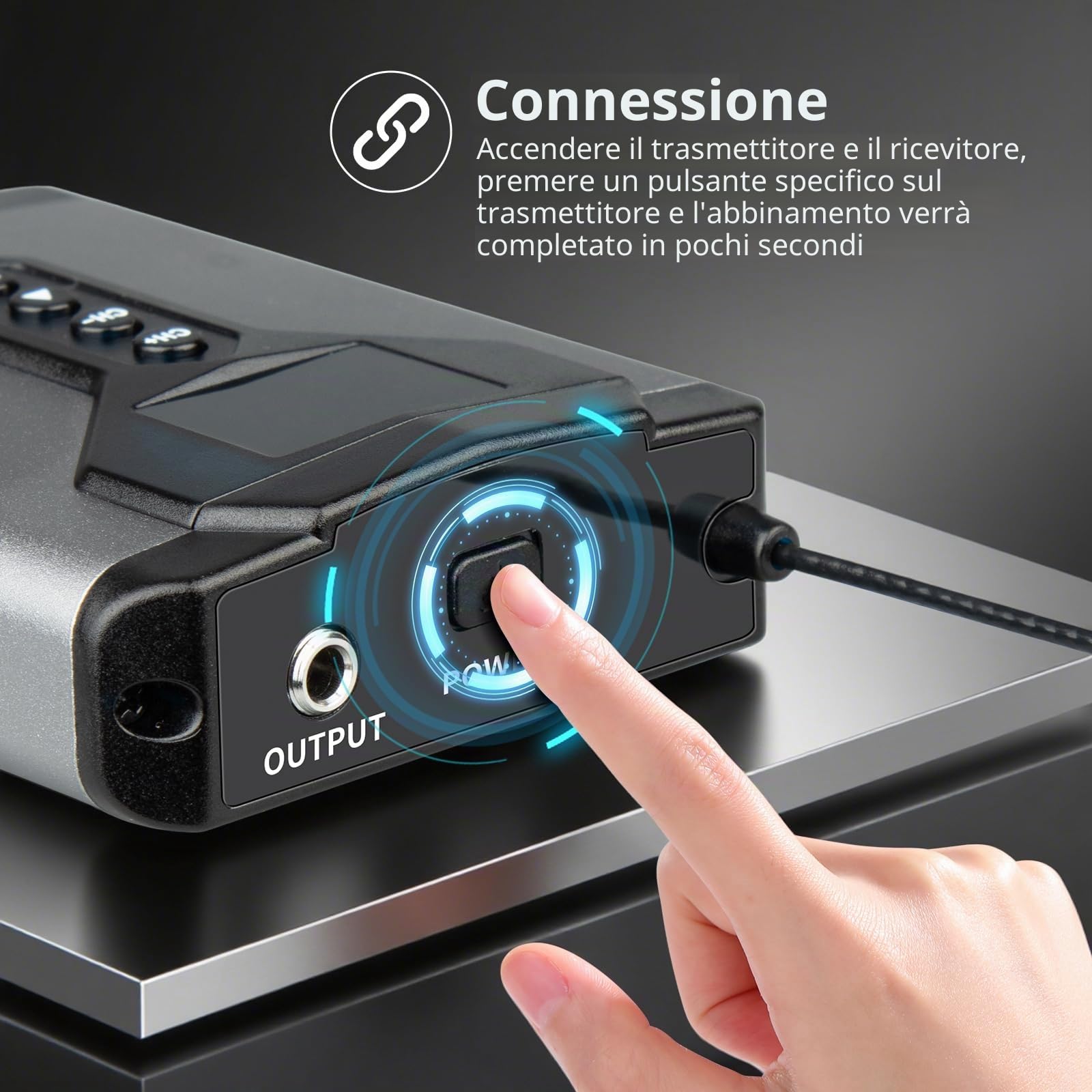 Depusheng T9-2 Sistema di monitoraggio in-ear wireless con trasmettitore e ricevitore a clip, accoppiamento automatico, monitoraggio in-ear per studio, chitarra, DJ, esibizioni dal vivo