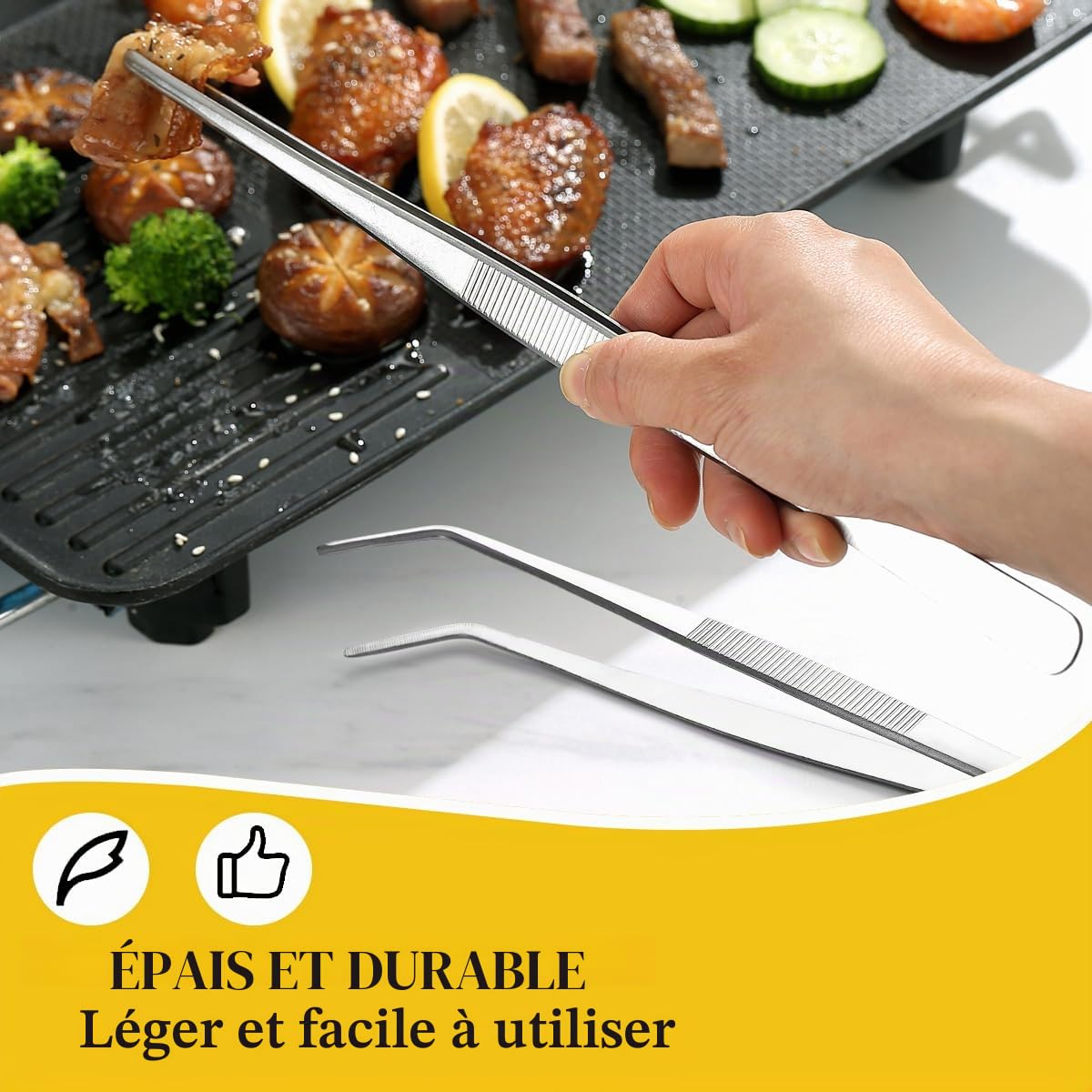 Berglander Pinces de Cuisine Tongs 2 pièces, 30,5 cm Extra-Longues en Acier Inoxydable Métal Robustes Pinces de Cuisson pour Chef, Service des Aliments, Grill, Culinaire, Pâtes, Salade, BBQ