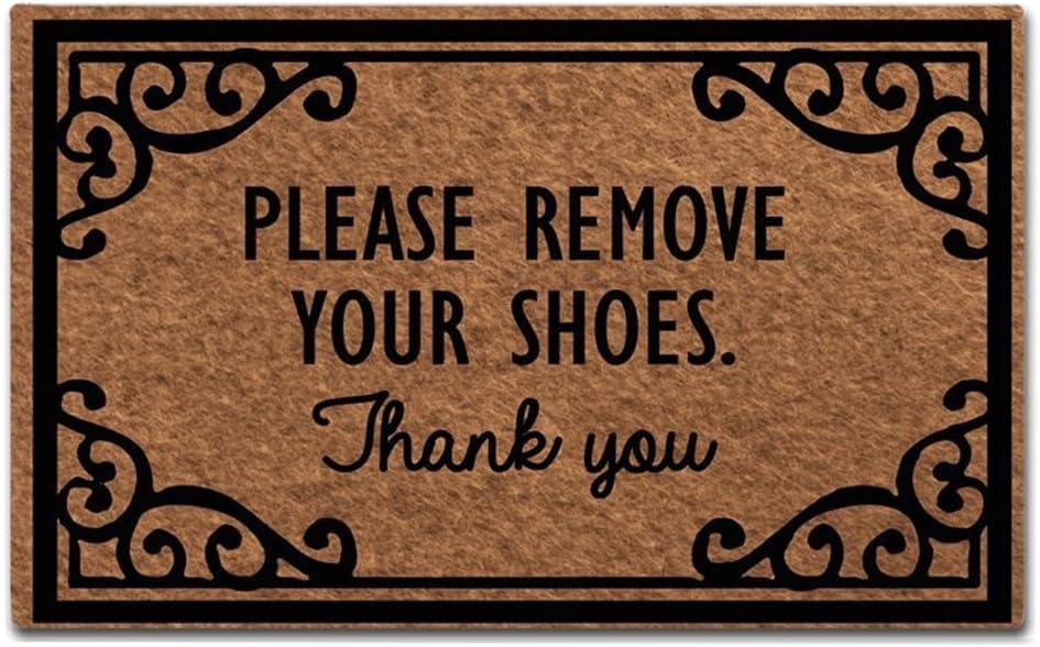 Maplehome Doormat Indoor Non-Slip Entrance Floor Mat Funny Doormat Take Off Shoes Door Mat Outdoor Rubber Mat Non-woven Fabric Top Rubber Back 15.7x23.6 Inch