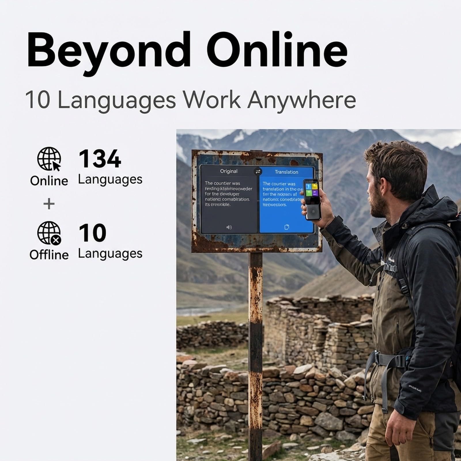 Dispositivo Traduttore Vocale Simultaneo, 138 Lingue Online, 17 Offline, Trascrittore WT2, Schermo HD, Batteria Lunga Durata - Traduzione Istantanea, Fotografia Multilingue, Conversione Valute