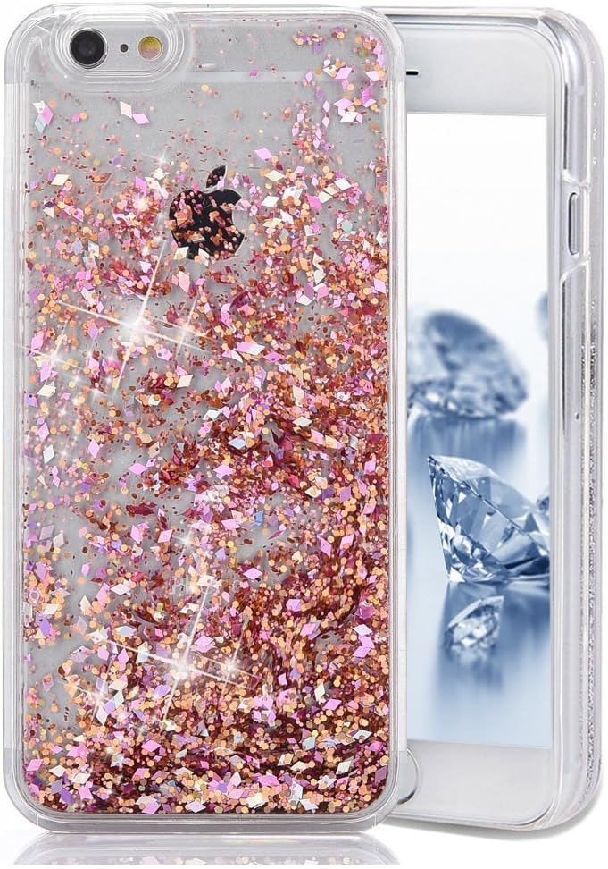 Asstar Case Cover Compatible for iPhone SE 2020 iPhone 7/8 case, Fashion Creative Design Flowing Liquid Floating Luxury Bling Glitter Sparkle Diamond Soft TPU Case for Apple iPhone 7/8 (Rose Gold)
