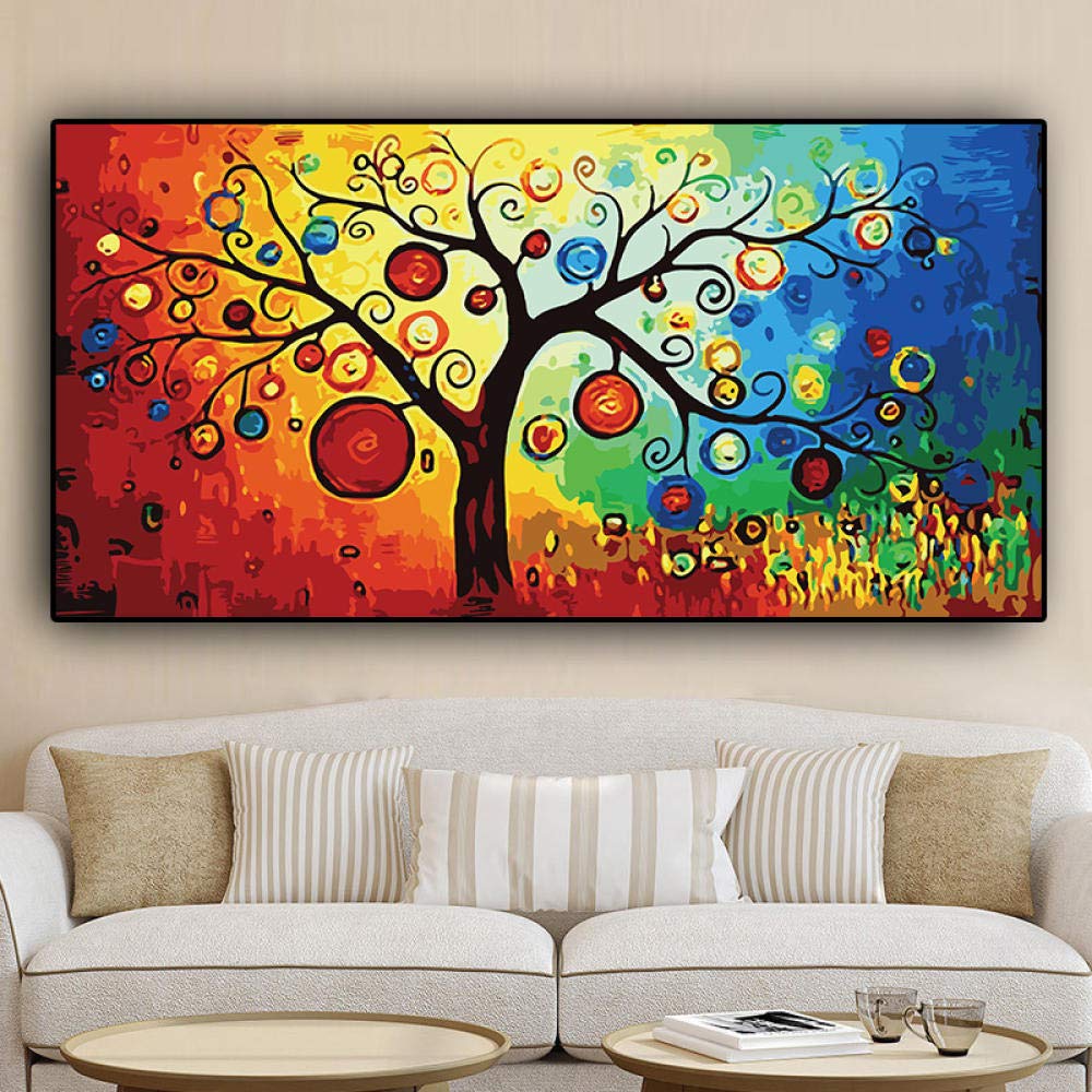 GEMMII Tableau abstrait d'arbre de vie sur toile, affiche d'art mural, peinture imprimée colorée, salon scandinave, décoration de la maison, 30x60 cm, sans cadre GEMMII Tableau abstrait d'arbre de vie sur toile, affiche d'art mural, peinture imprimée colorée, salon scandinave, décoration de la maison, 30x60 cm, sans cadre