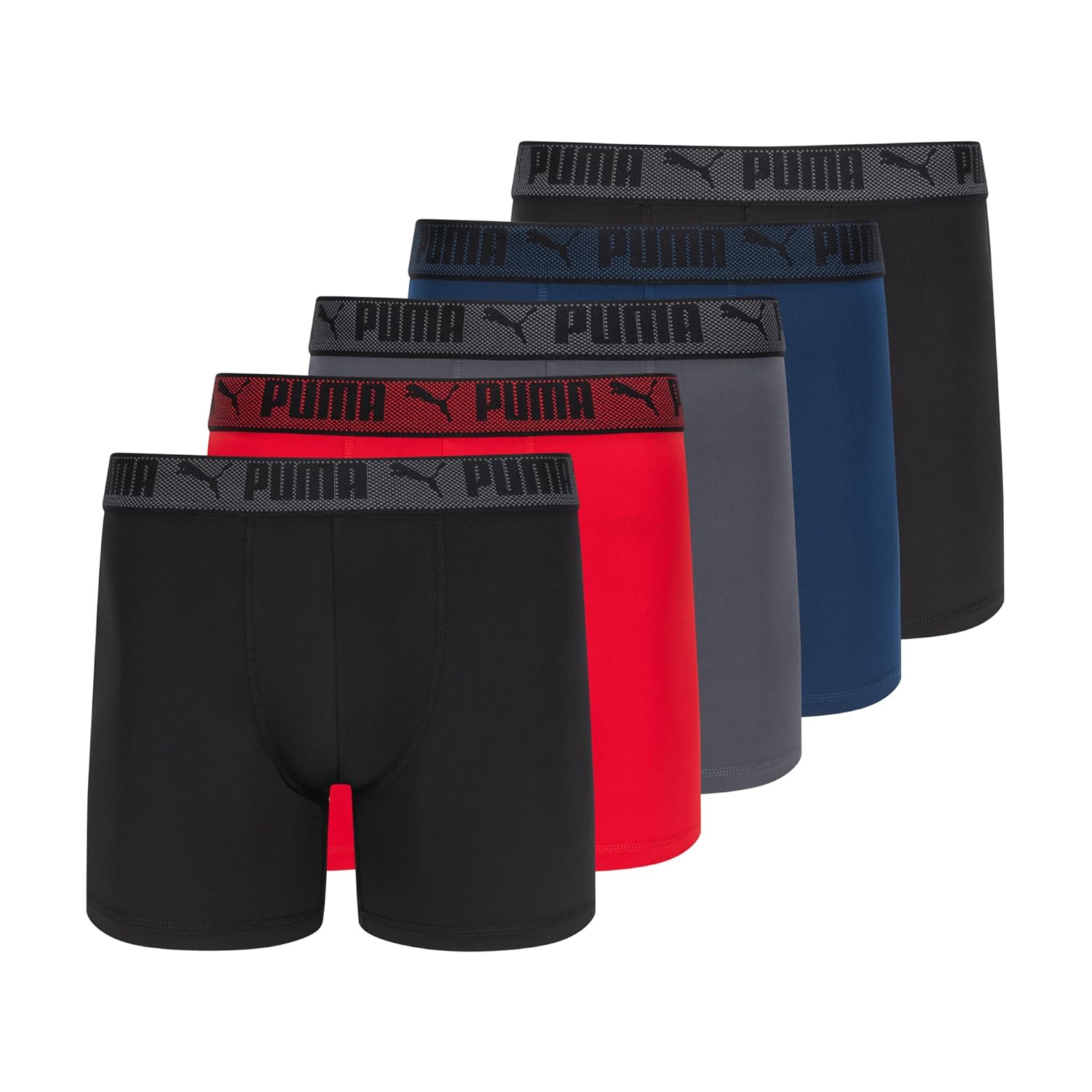 PUMA Mens Training Fit Anti-Odor 5 Pack Boxer Briefs