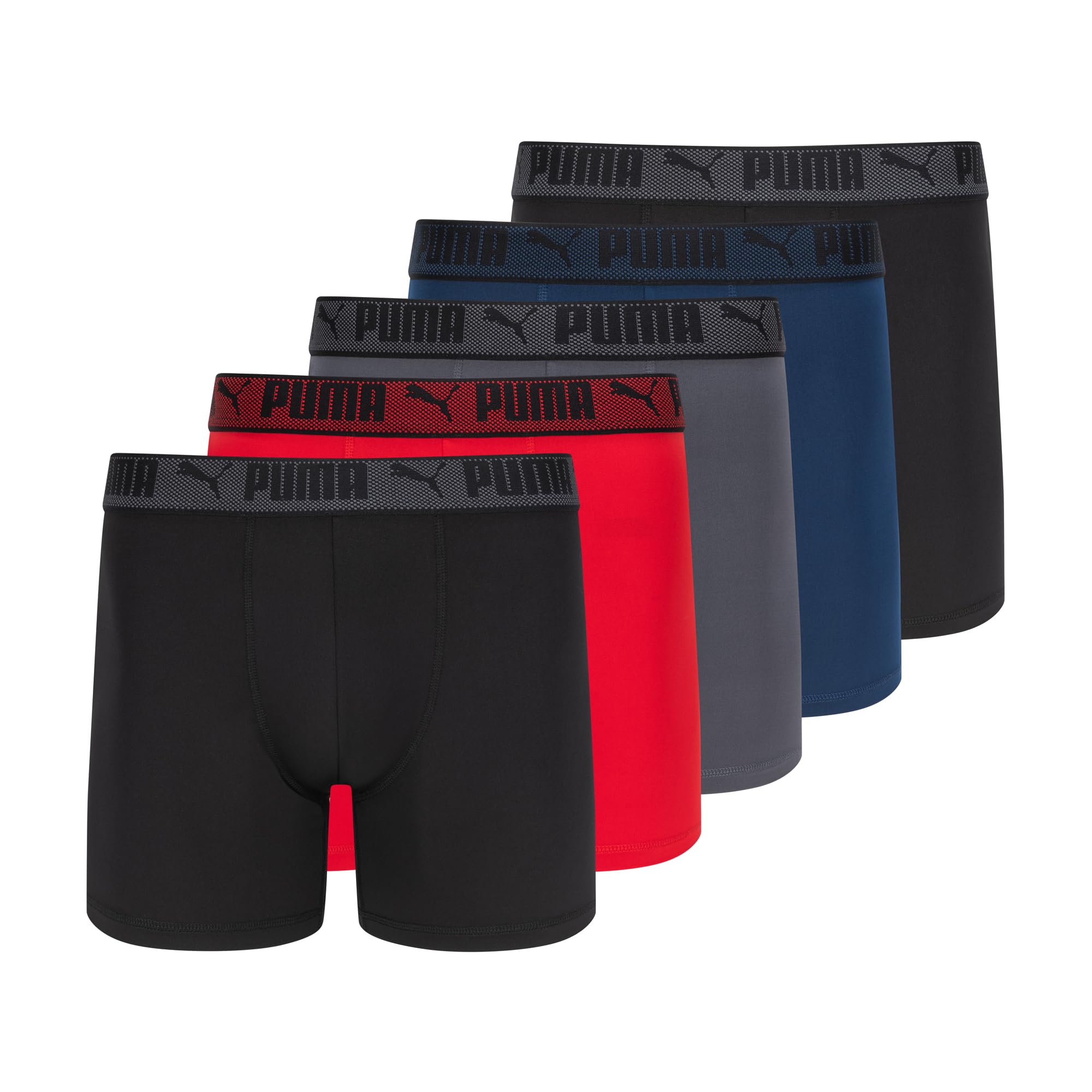 PUMA Mens Training Fit Anti-Odor 5 Pack Boxer Briefs
