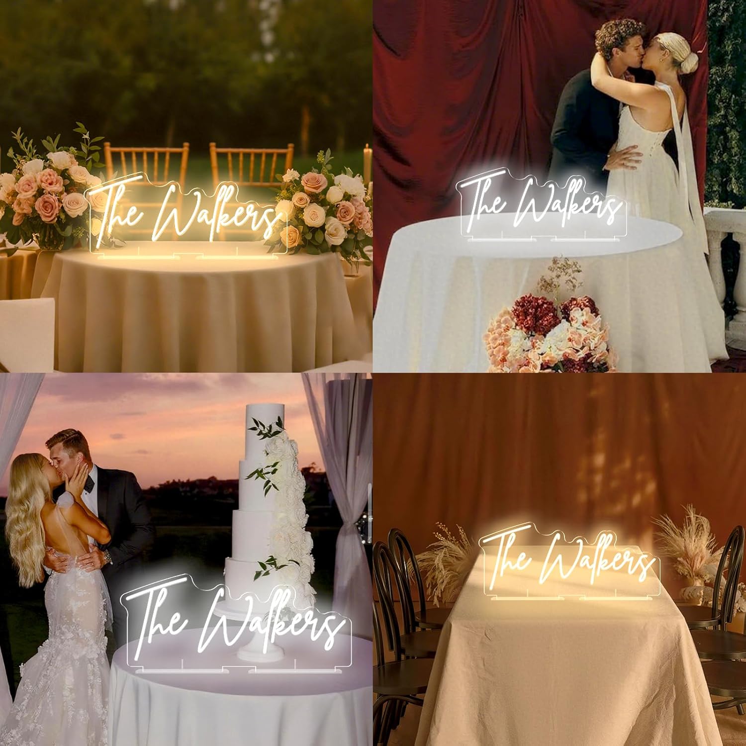 Custom Tabletop Neon Sign for Wedding Reception, Personalized Wedding Last Name Neon Lights with Free Standing Acrylic Base, Customized LED Light Up Signs for Bedroom Engagement Birthday Party Gifts