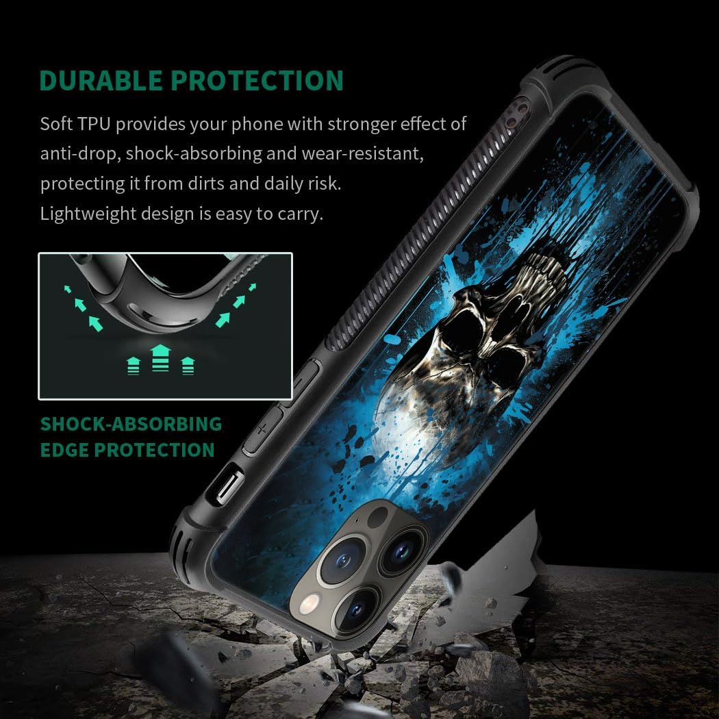 CARLOCA Compatible with iPhone 14 Case,Skull Blue Smoke Pattern Ultra Protection Shockproof Soft Silicone TPU Non-Slip Back for iPhone 14 - Image 6