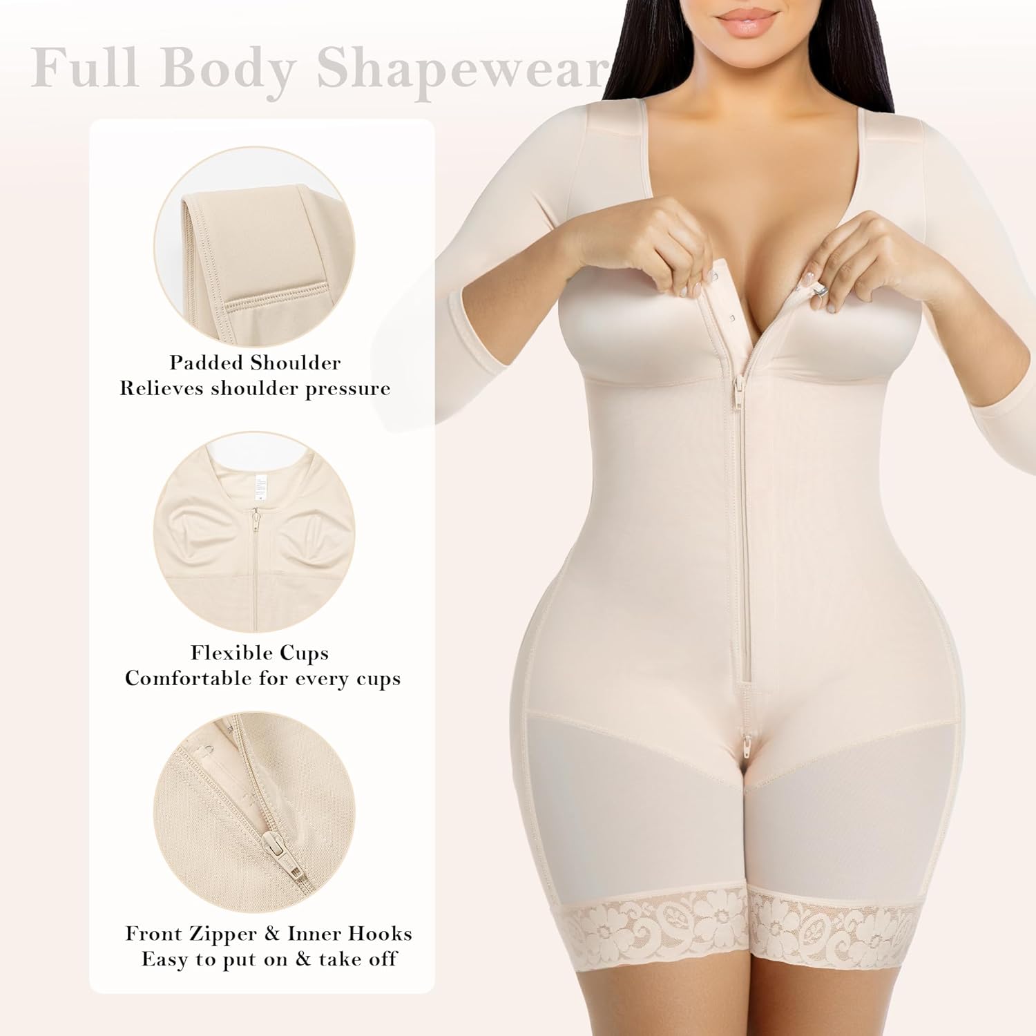 YIANNA Fajas Colombianas Moldeadoras Postpartum Shapewear for Women Tummy Control Arm Compression Butt Lifter Body Shaper - Image 3