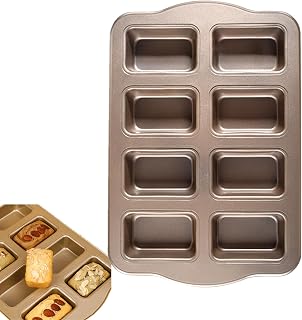 2Pcs Mini Loaf Pan, 8-Cavity Non-Stick Carbon Steel Brownie Bakeware, Carbon Steel Square Baking Pan (1)