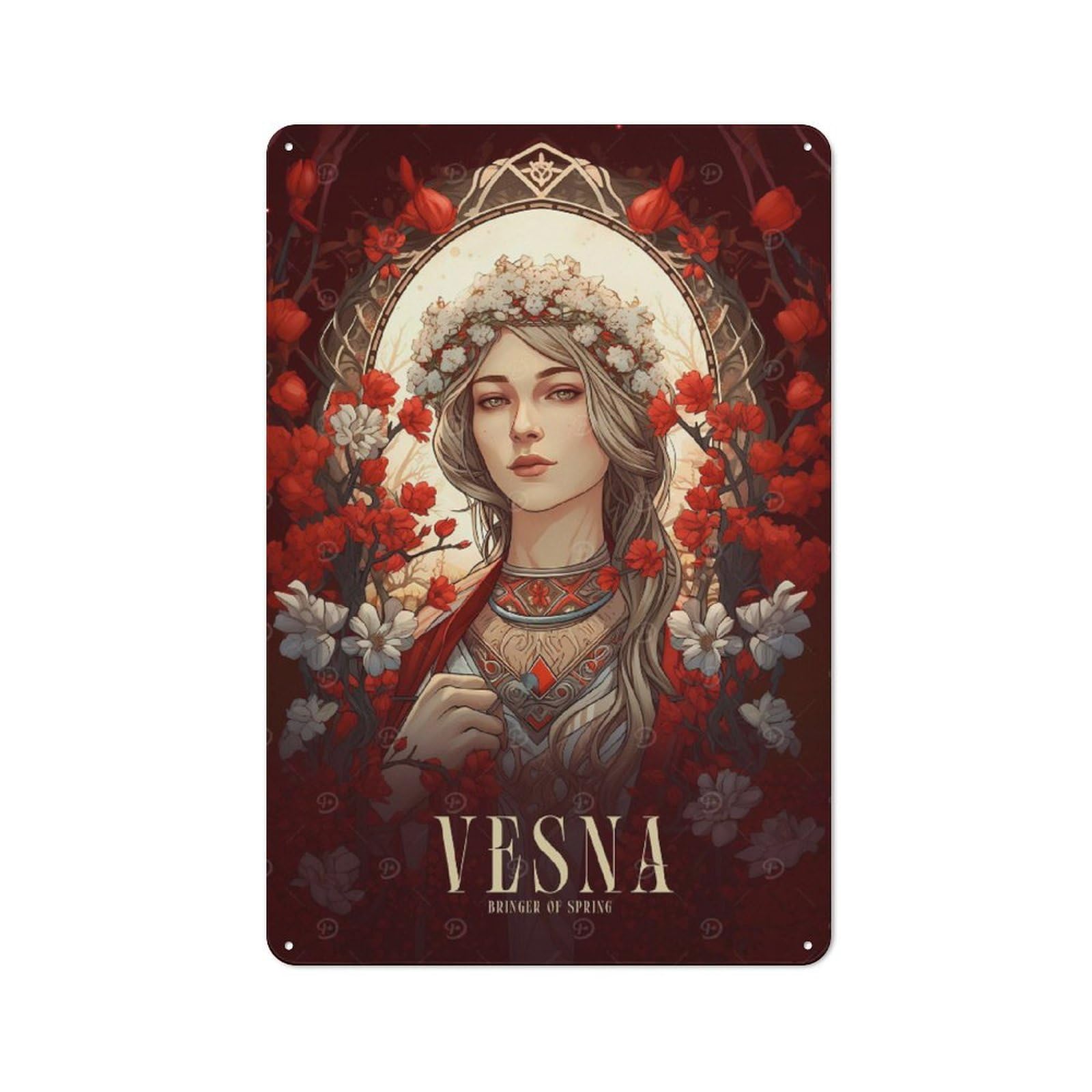 Tin Sign 30x20cm with Vesna for Garage Wall, Rustic Decor, for Living Room, Hallway And Entrance Wall Decor