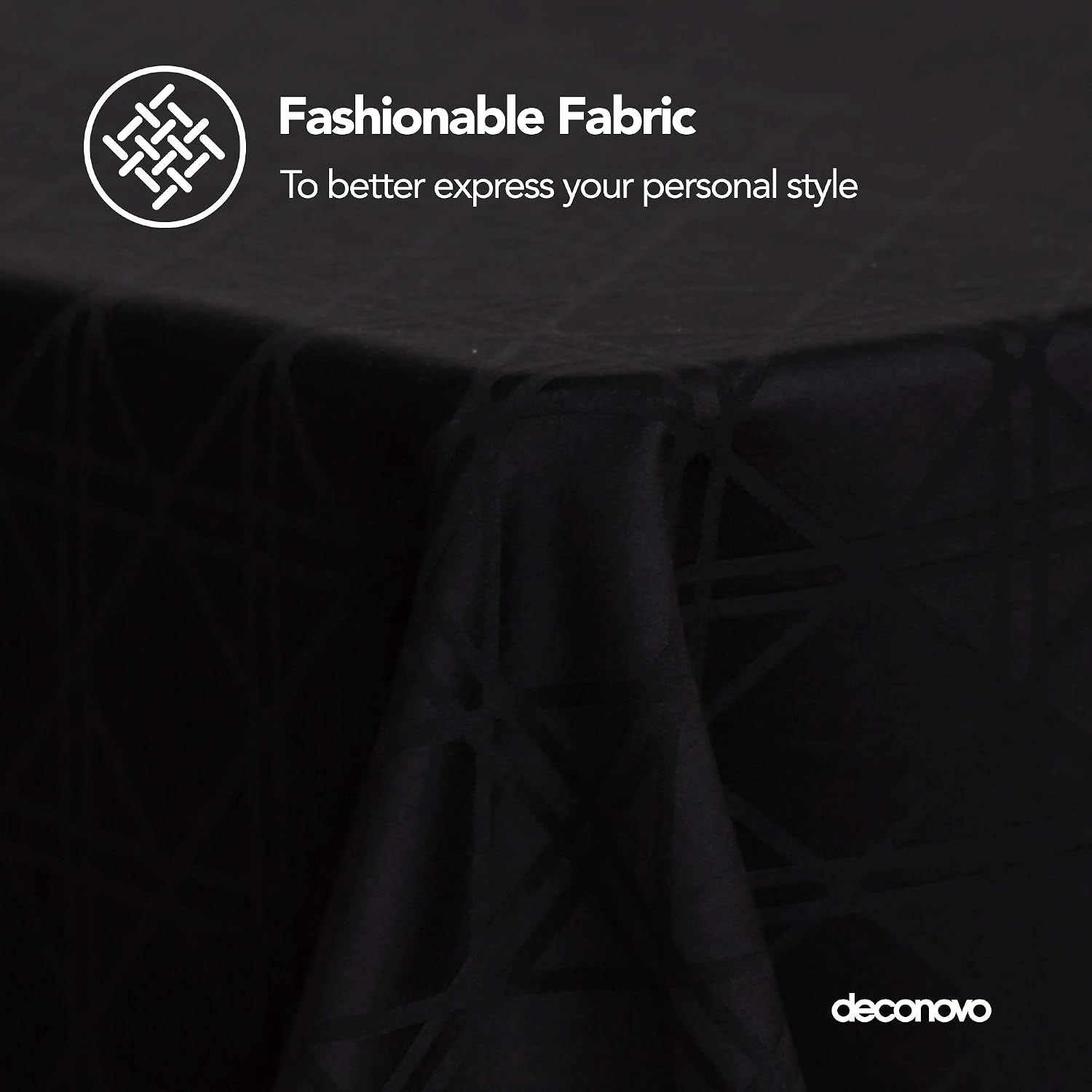 Deconovo Decorative Jacquard Rectangle Tablecloth with Geometric Patterns Wrinkle Resistant and Waterproof Tablecloths for Dining Room 60 x 84 inch Black