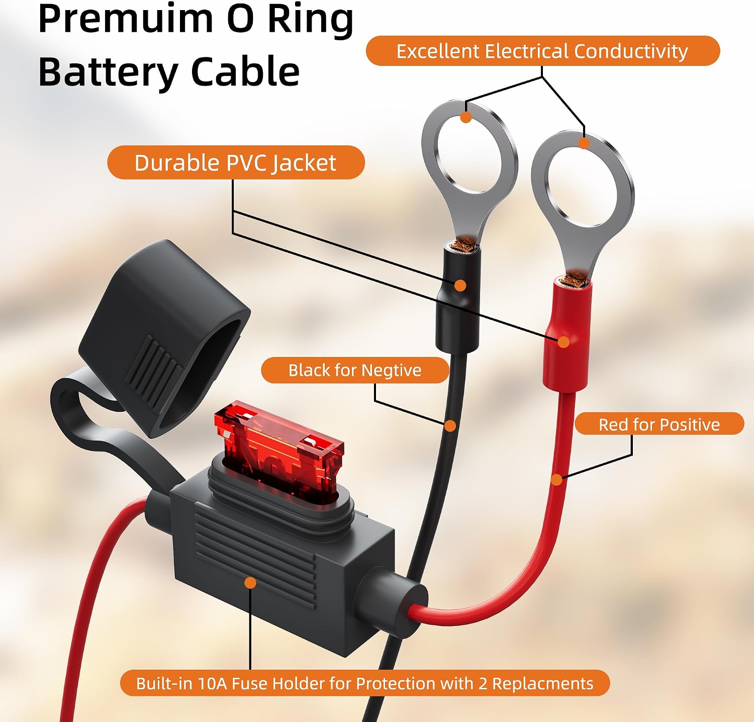 EAZUSE Starlink Mini Battery Power Cable 16.4FT/5M, Starlink Mini 12-24V Battery Adapter O-Ring Power Cable with Fuse and Switch, Ideal for Camper/RVer Plug and Play