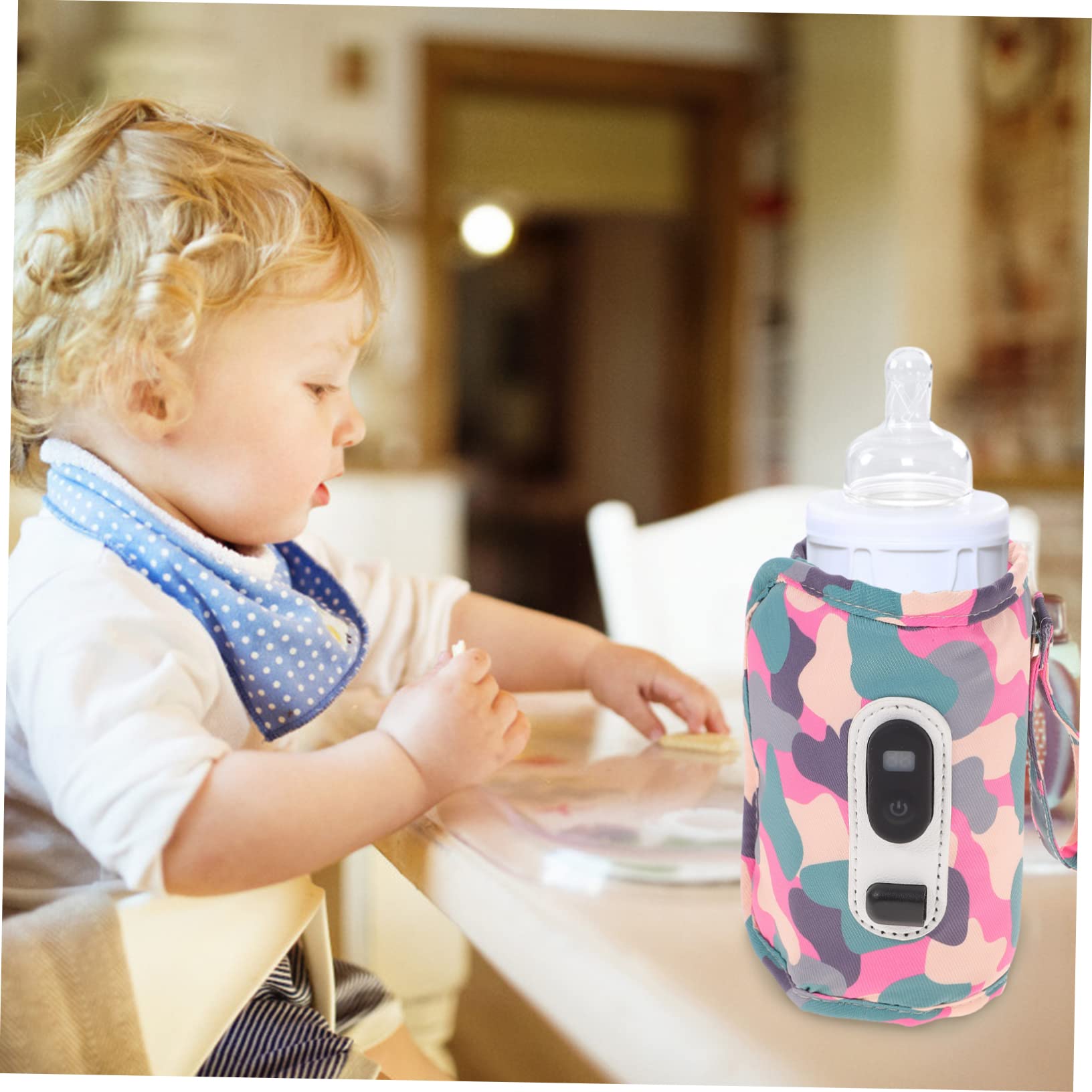 VICASKY 3pièces Chauffe-biberon Portable Avec Affichage Numérique Étui Isolant Pour Voyage Extérieur Adapté Aux Bouteilles De Lait Pour Bébés Design Camouflage Cinq Niveaux De