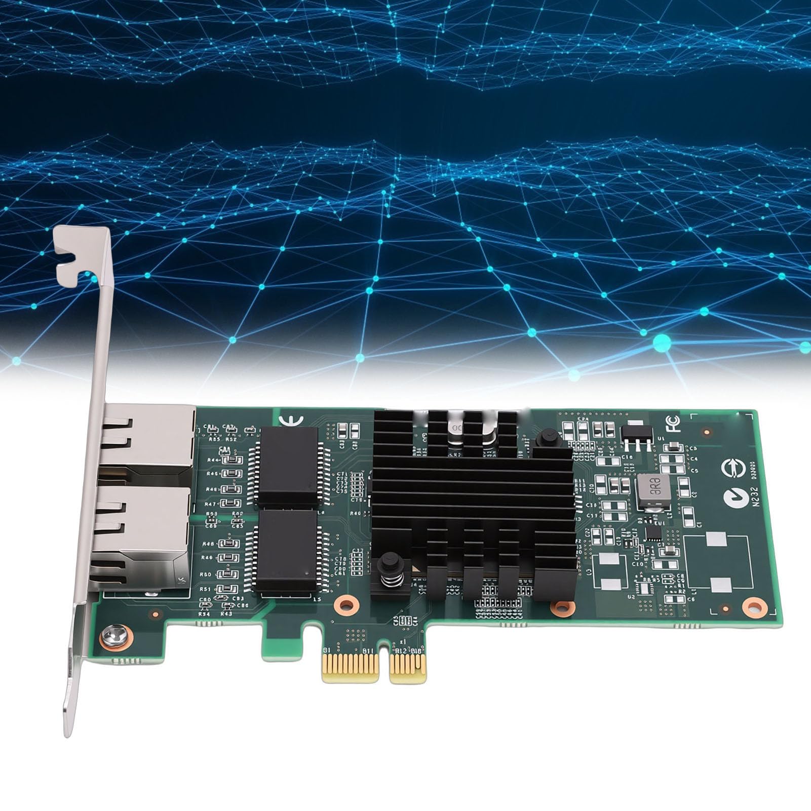 Cryfokt Scheda Di Rete Pcie Da 1 Gb, Adattatore Gigabit Ethernet Pci Express 2.0 X1 Con Doppia Porta Rj45 E Supporto Controller, Adattatore Di Rete Ethernet
