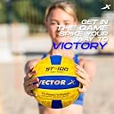 Vector X 18 Panel ST-100 PU Pasted Indoor/Outdoor Volleyball with Butyl Bladder (Suitable for Practice/Match/Beach) + Free Air Needle Yellow-Blue, Size 4 gallery image